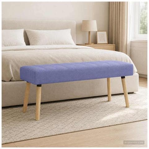 Panchina trapuntata a canale Blu jeans 110 x 40 x 46 cm Tessuto - Foto 2
