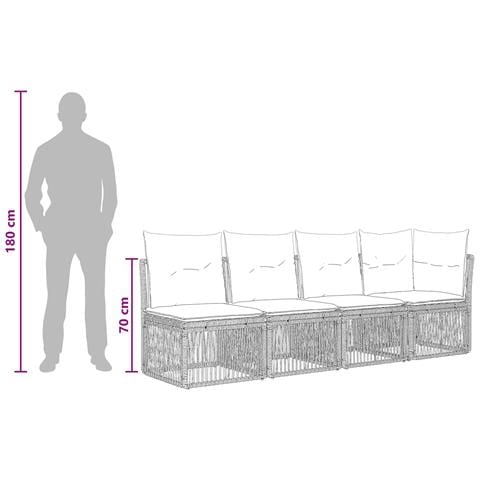 Set Divano da Giardino 13 pz Nero polyrattan - Foto 7
