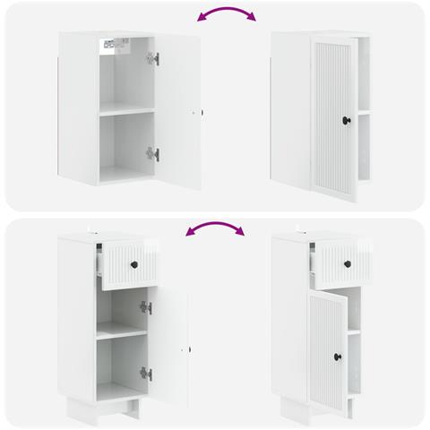 Set di armadietti da bagno in 3 pezzi EDE Bianco Lucido - Foto 2