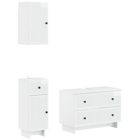 Set di armadietti da bagno in 3 pezzi EDE Bianco Lucido - Foto 1