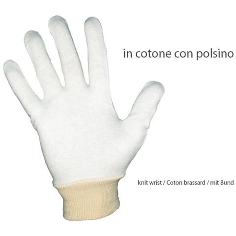 Sottoguanti da lavoro con polsino tessuto cotone colore bianco Tg 10 - Foto 2