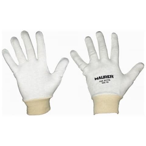 Sottoguanti da lavoro con polsino tessuto cotone colore bianco Tg 10 - Foto 4