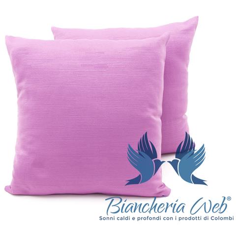 Coppia Cuscini Arredo Imbottiti Tessuto Ottoman In Tinta Unita Colore Glicine 42 60x60 Glicine 42 - Foto 1