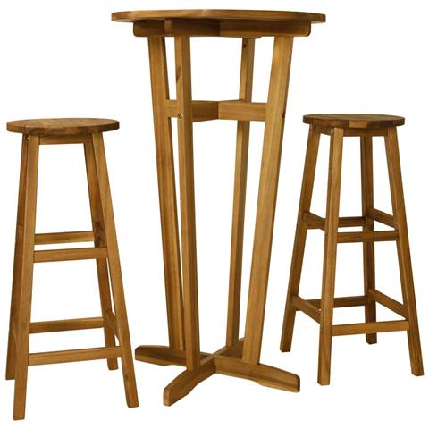 Set Da Bar 3 Pz In Legno Massello Di Acacia - Foto 1