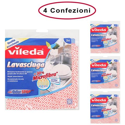 Vileda Panno Lavasciuga + 30% In Microfibra Multiuso 4 Confezioni Da 3 Panni - Foto 2