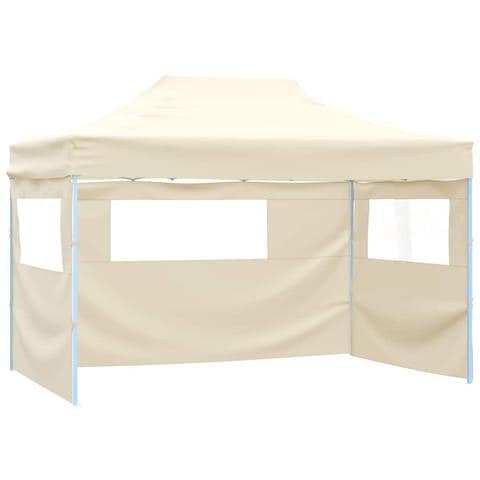 Gazebo Professionale Pieghevole Con 4 Pareti 3x4m Acciaio Crema - Foto 2