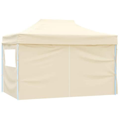 Gazebo Professionale Pieghevole Con 4 Pareti 3x4m Acciaio Crema - Foto 10