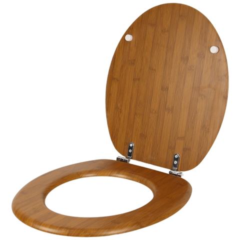 Sedile Copri Water Universale Bamboo Mdf Legno Pesante Acero Scuro - Foto 2