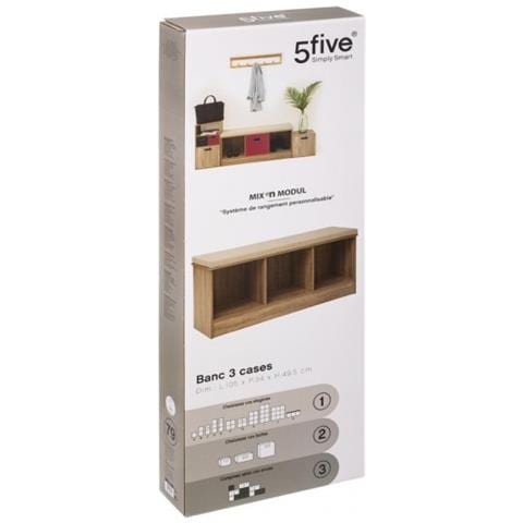 Panca A Contenitore Tre Vani In Legno Naturale 105x34x H49,5 Cm - Foto 1