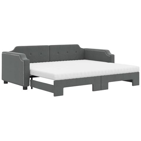Divano Letto Estraibile Materassi Grigio Scuro 100x200 Tessuto - Foto 1