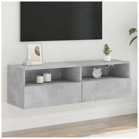 Mobile Tv A Parete Grigio Cemento 100x30x30cm Legno Multistrato - Foto 1