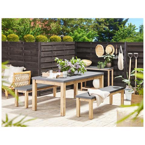 Panchine Tavolo Da Pranzo LafeuR - Set 2 Pezzi, Legno Noce/Nero 90x30x45 Cm - Foto 4