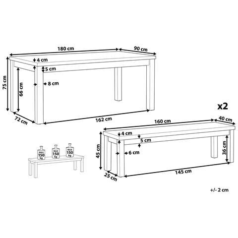 Set Da Pranzo Da Giardino Tavolo E 2 Panchine In Cemento Grigio Ostuni - Foto 4