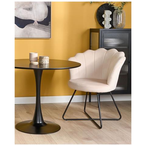 Poltrona Velluto Bianco Sporco Lovelock - Foto 1