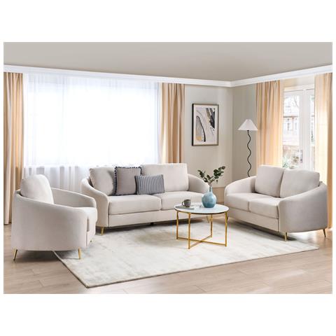 Set Da Salotto 6 Posti Trosa Tessuto Beige Chiaro - Foto 1