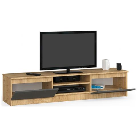 Mobiletto TV, 2 ante, 160x40x33 cm, Colore Quarcia Artisan e Grigia Grafite - Foto 2