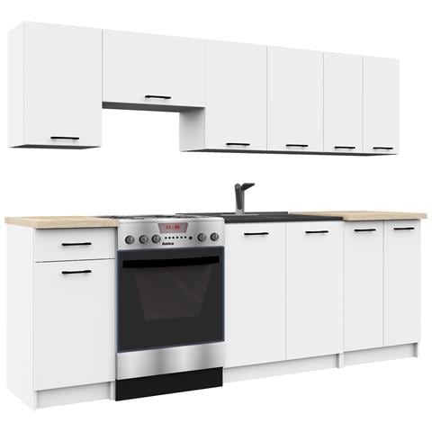 Set Armadi da Cucina OLIWIA, 7 Pezzi, 240x46x203 cm, Colore Bianco - Foto 1