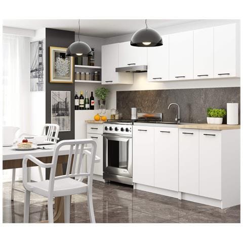 Set Armadi da Cucina OLIWIA, 7 Pezzi, 240x46x203 cm, Colore Bianco - Foto 2