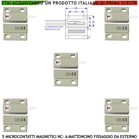 Mini Sensore Magnetico Nc Bianco 5 Pezzi Antifurto Per Infissi Tensione Max 100 V Corrente 1 A Reed In Ampolla Sottovu - Foto 1