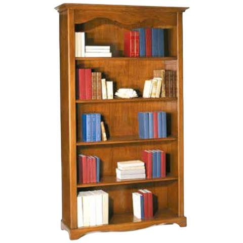 Libreria Classica 5 Ripiani In Legno Tinta Noce 120x40x210h - Foto 1