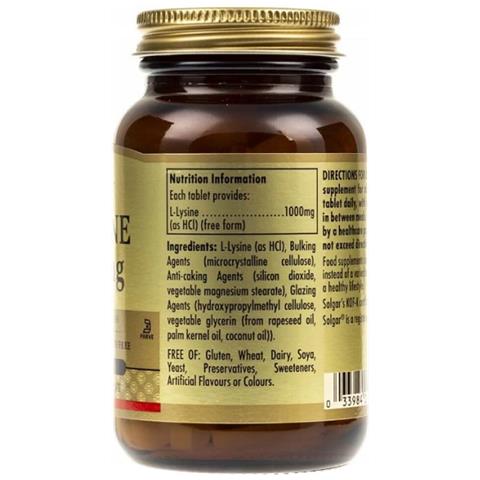 L-lisina 1000 Mg 50 Compresse Solgar - Foto 2
