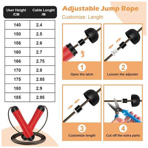 Corda Da Salto Regolabile Fatta Di Pesi Per Fitness E Boxe – Lunghezza Fino A 300 Cm - Foto 2