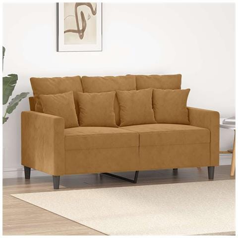 Divano A 2 Posti Marrone 120 Cm In Velluto - Foto 2