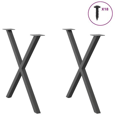 Gambe Tavolo Pranzo A X 2 Pz Antracite 80x(72-73) Cm Acciaio - Foto 3
