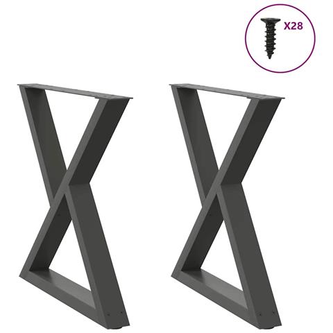 Gambe Per Tavolo Da Pranzo 2pz Antracite 70x(72-73,3)cm Acciaio - Foto 1