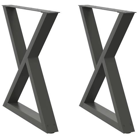 Gambe Per Tavolo Da Pranzo 2pz Antracite 70x(72-73,3)cm Acciaio - Foto 2