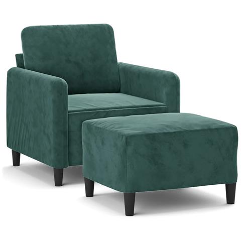 Poltroncina Con Poggiapiedi Verde Scuro 60 Cm In Velluto - Foto 2