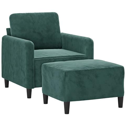 Poltroncina Con Poggiapiedi Verde Scuro 60 Cm In Velluto - Foto 3