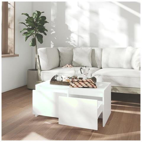 Lusso Casadino - Tavolino Da Salotto Bianco 90x50x41,5 Cm In Legno Multistrato - Foto 2