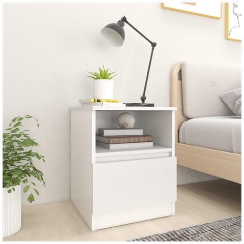 Lusso Casadino -  Comodino Bianco 40x40x50 Cm In Legno Multistrato - Foto 8