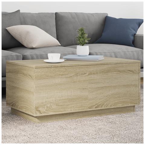 Lusso Casadino -  Tavolino Da Soggiorno Con Luci Led Rovere Sonoma 90x50x40 Cm - Foto 8