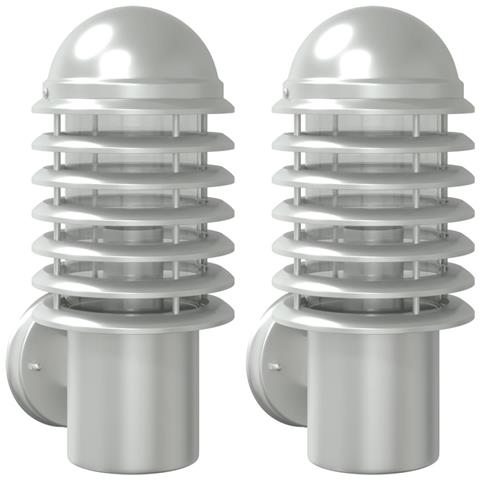 Applique Da Esterno 2 Pz Argento In Acciaio Inossidabile - Foto 1