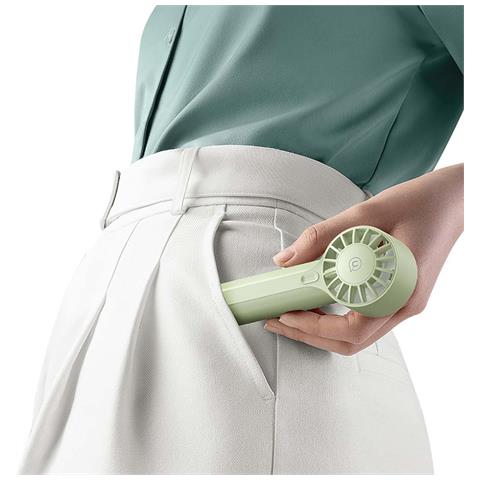 Mini Ventilatore Tascabile Portatile Compatto Ricaricabile Da 1200 Mah A 3 Velocità, Verde - Foto 2