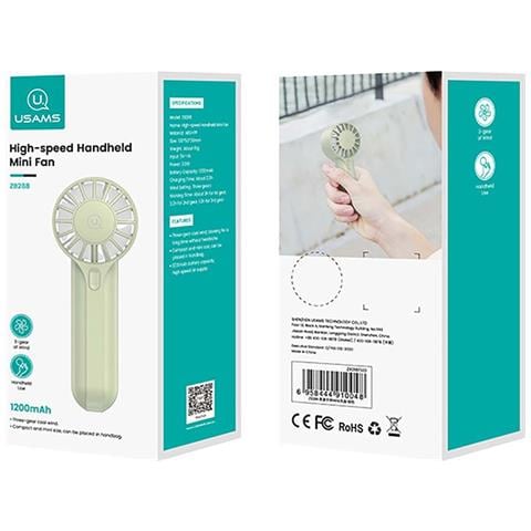 Mini Ventilatore Tascabile Portatile Compatto Ricaricabile Da 1200 Mah A 3 Velocità, Verde - Foto 4