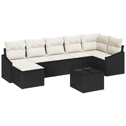 Set Pranzo Giardino 7 Pezzi con Cuscini Rattan Polyrattan Marrone - Foto 1