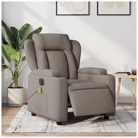 Poltrona Massaggiante Reclinabile Elettrica Tortora in Tessuto - Foto 2