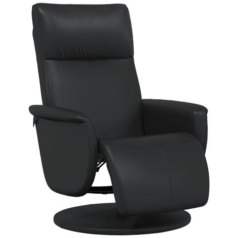 Poltrona Reclinabile con Poggiapiedi Nera in Similpelle - Foto 1