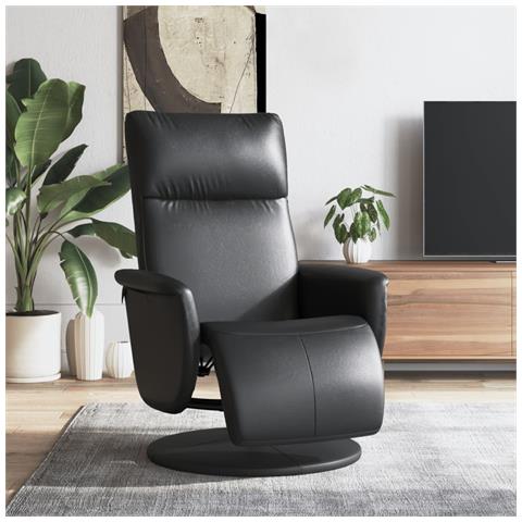 Poltrona Reclinabile con Poggiapiedi Nera in Similpelle - Foto 2
