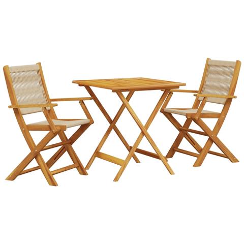Set da Bistrot 3pz Beige in Polipropilene e Legno Massello - Foto 1