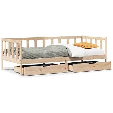 Dormeuse con Cassetti 80x200 cm in Legno Massello di Pino - Foto 1