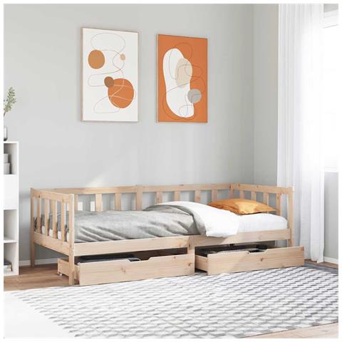 Dormeuse con Cassetti 80x200 cm in Legno Massello di Pino - Foto 2