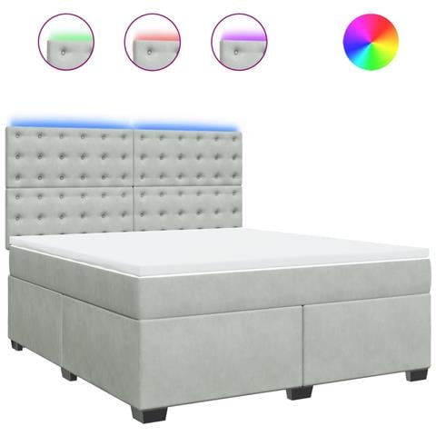 Giroletto a Molle con Materasso Grigio Chiaro 180x200cm Velluto - Foto 1