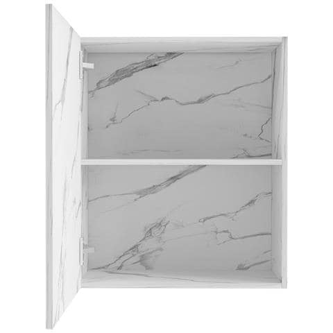 Pensile Da Cucina Armadio Sospeso Da Parete Anta Singola Bianco Effetto Marmo - Foto 5
