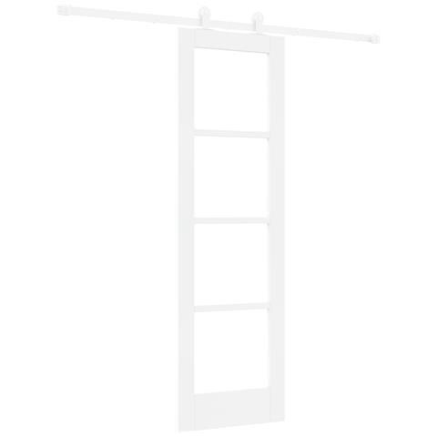 Porta Scorrevole  con Set di Montaggio 'ORKDAL'in Legno Massello Bianco & Vetro, Porta Interna  con Vetro 'ORKDAL'Bianca 61x198,5x4 cm - Foto 1