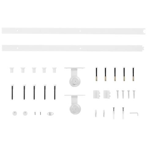 Porta Scorrevole  con Set di Montaggio 'ORKDAL'in Legno Massello Bianco & Vetro, Porta Interna  con Vetro 'ORKDAL'Bianca 61x198,5x4 cm - Foto 9