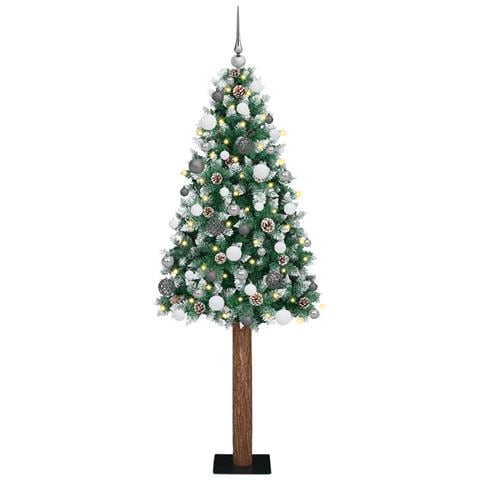 Slim Christmas Tree Luci e Set di Palline Verde 210 cm PVC - Foto 1